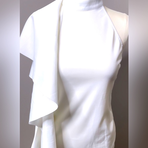 Sexy One Shoulder Dress with Cascading Ruffled Sleeve - Picture 3 of 11